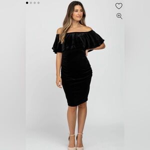 Pinkblush Maternity Black Velvet Off Shoulder Dress Size Medium